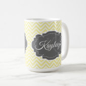 Gelbe Zickzack Personalisierte Kaffee-Tasse Kaffeetasse (VorderseiteRechts)
