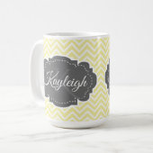 Gelbe Zickzack Personalisierte Kaffee-Tasse Kaffeetasse (Vorderseite Links)