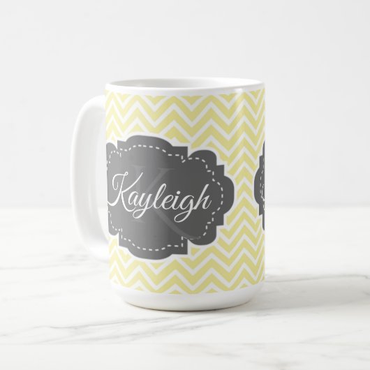 Gelbe Zickzack Personalisierte Kaffee-Tasse Kaffeetasse (Vorderseite Links)