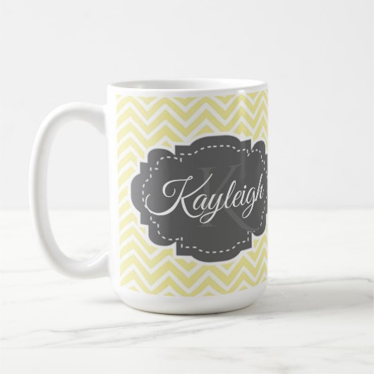 Gelbe Zickzack Personalisierte Kaffee-Tasse Kaffeetasse (Links)