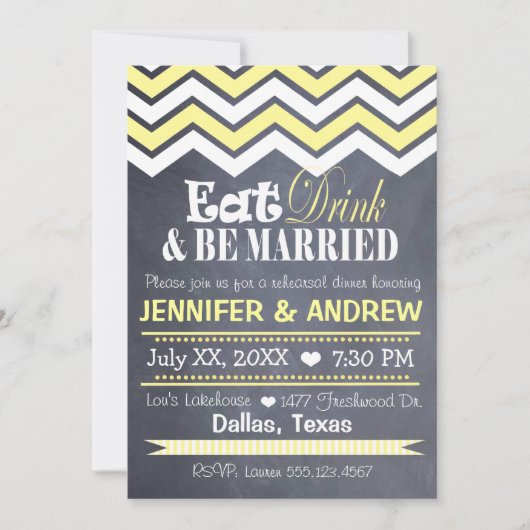 Gelbe Zickzack Proben-Einladung Einladung (Vorderseite)