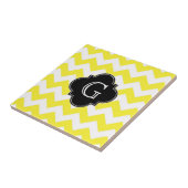 Gelbe, Zickzack ZigZag Blk Quatrefolie Monagram Fliese (Seite)