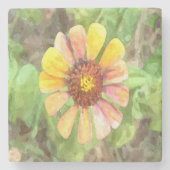 Gelbe Zinnia-Blume Steinuntersetzer (Vorderseite)