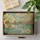 Gelbe Zinnias Aquarellbilder braun Seidenpapier (Geschenk)