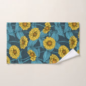 Gelbe Zinnien in dunkelblau Badhandtuch Set (Handtuch)
