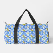 Gelbe Zitrone Blaue Fliese Duffle Bag (Vorderseite)
