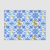 Gelbe Zitrone Blaue Fliese Seidenpapier (Vorderseite)