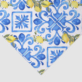 Gelbe Zitrone Blaue Fliese Seidenpapier (Ausschnitt)