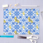 Gelbe Zitrone Blaue Fliese Seidenpapier (Handwerk)
