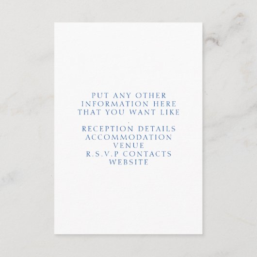 Gelbe Zitrone, blaue Reben Hochzeit der Details Begleitkarte (Rückseite)