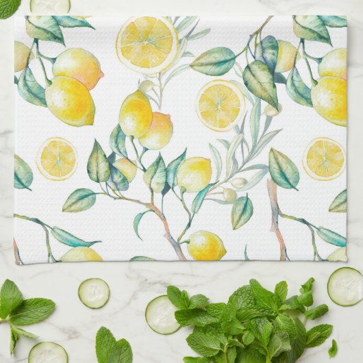 Gelbe Zitrone Geschirrtuch (Gefaltet)