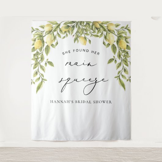 Gelbe Zitrone Hauptpresse Brautparty Hintergrund Wandteppich (Vorderseite)