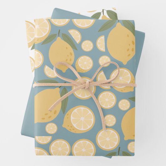 Gelbe Zitrone Nahtloses Muster Geschenkpapier Set (Beispiel)