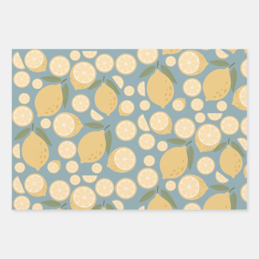 Gelbe Zitrone Nahtloses Muster Geschenkpapier Set (Vorderseite)