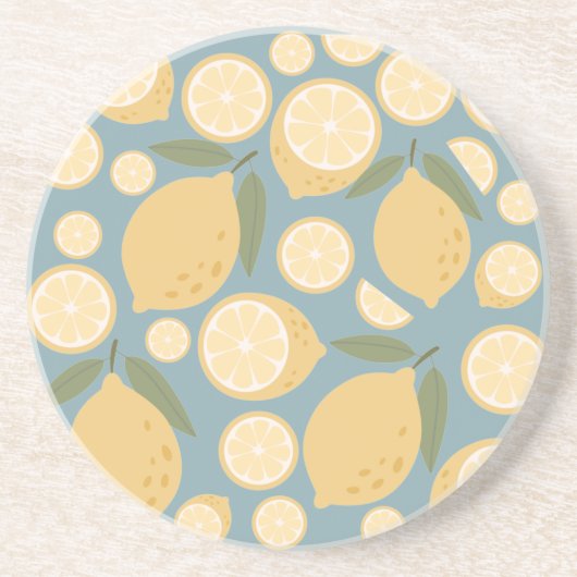 Gelbe Zitrone Nahtloses Muster Getränkeuntersetzer (Vorne)