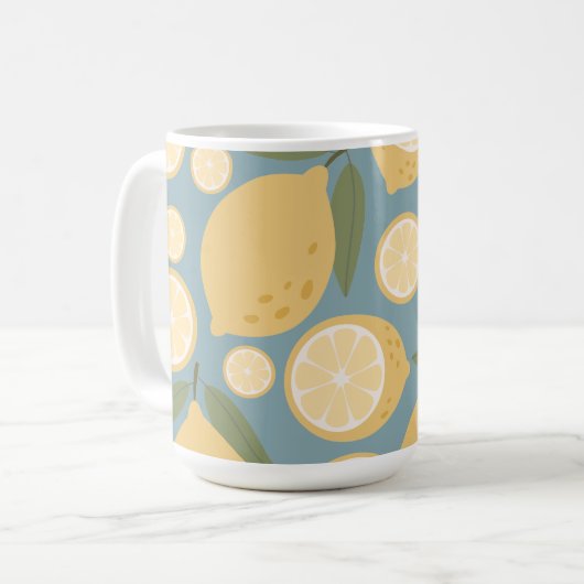 Gelbe Zitrone Nahtloses Muster Kaffeetasse (Vorderseite Links)