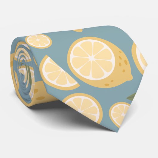 Gelbe Zitrone Nahtloses Muster Krawatte (Gerollt)