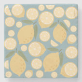 Gelbe Zitrone Nahtloses Muster Steinuntersetzer (Vorderseite)