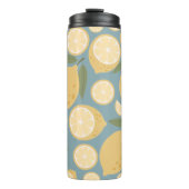 Gelbe Zitrone Nahtloses Muster Thermosbecher (Vorderseite)
