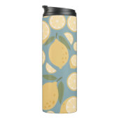 Gelbe Zitrone Nahtloses Muster Thermosbecher (Nach rechts gedreht)