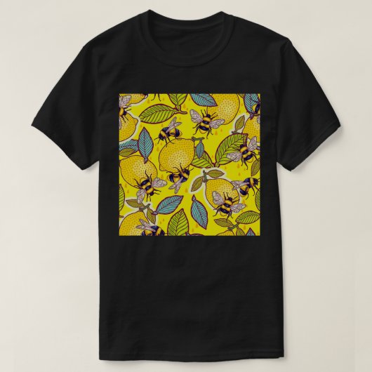 Gelbe Zitrone und Bienengarten 2 T-Shirt (Design vorne)