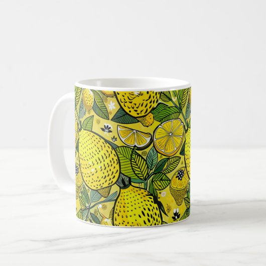 Gelbe Zitrone und Bienengarten Kaffeetasse (Vorderseite Links)