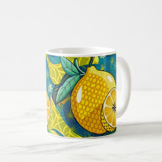 Gelbe Zitrone und Bienengarten Kaffeetasse (VorderseiteRechts)