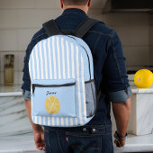 Gelbe Zitrone und frische blaue Streifen Bedruckter Rucksack