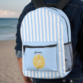 Gelbe Zitrone und frische blaue Streifen Bedruckter Rucksack