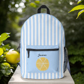 Gelbe Zitrone und frische blaue Streifen Bedruckter Rucksack