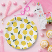 Gelbe Zitrone und grüne Blätter Pappteller (Party)