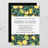 Gelbe Zitrone und Limone Fruchtmuster Babydusche Einladung (Vorne/Hinten)