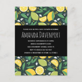 Gelbe Zitrone und Limone Fruchtmuster Babydusche Einladungspostkarte (Vorderseite)