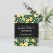 Gelbe Zitrone und Limone Fruchtmuster Babydusche Einladungspostkarte (Stehend Vorderseite)