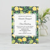 Gelbe Zitrone und Limone Fruchtmuster Hochzeit Einladung (Stehend Vorderseite)