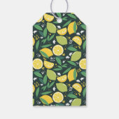 Gelbe Zitrone und Limones Fruchtfuttermuster Gebur Geschenkanhänger (Rückseite)