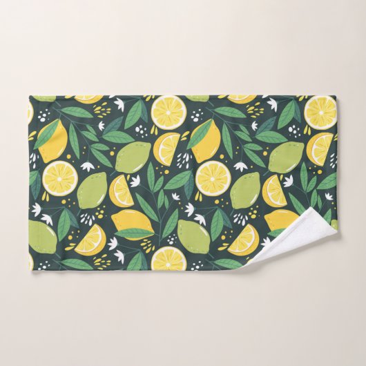 Gelbe Zitrone und Limones Fruchtmuster Badhandtuch Set (Handtuch)
