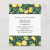 Gelbe Zitrone und Limones Fruchtmuster Grün Geburt Einladungspostkarte (Vorderseite)