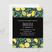 Gelbe Zitrone und Limones Fruchtmuster Grün Geburt Einladungspostkarte (Vorne/Hinten)