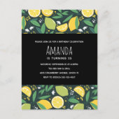 Gelbe Zitrone und Limones Fruchtmuster Grün Geburt Einladungspostkarte (Vorderseite)