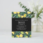 Gelbe Zitrone und Limones Fruchtmuster Grün Geburt Einladungspostkarte (Stehend Vorderseite)