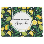 Gelbe Zitrone und Limones Fruchtmuster Grün Geburt Große Geschenktüte (Vorderseite)