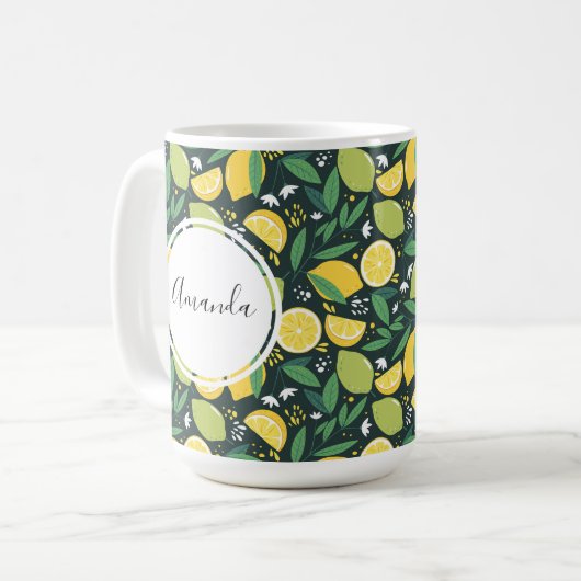 Gelbe Zitrone und Limones Fruchtmuster Kaffeetasse (Vorderseite Links)