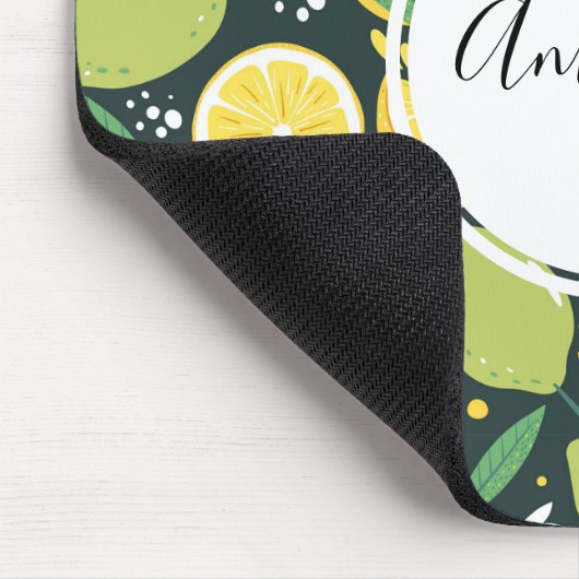 Gelbe Zitrone und Limones Fruchtmuster Mousepad (Ecke)