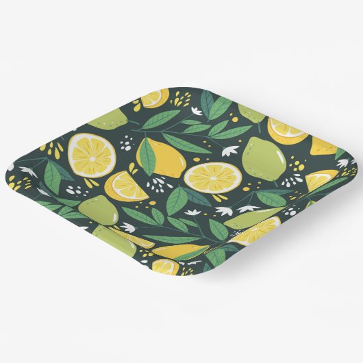 Gelbe Zitrone und Limones Fruchtmuster Pappteller (Gewinkelt)