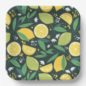 Gelbe Zitrone und Limones Fruchtmuster Pappteller (Vorderseite)