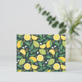 Gelbe Zitrone und Limones Fruchtmuster Postkarte (Stehend Vorderseite)