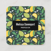 Gelbe Zitrone und Limones Fruchtmuster Quadratische Visitenkarte (Vorderseite)