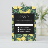 Gelbe Zitrone und Limones Fruchtmuster RSVP Karte (Stehend Vorderseite)