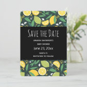 Gelbe Zitrone und Limones Fruchtmuster Save The Date (Stehend Vorderseite)